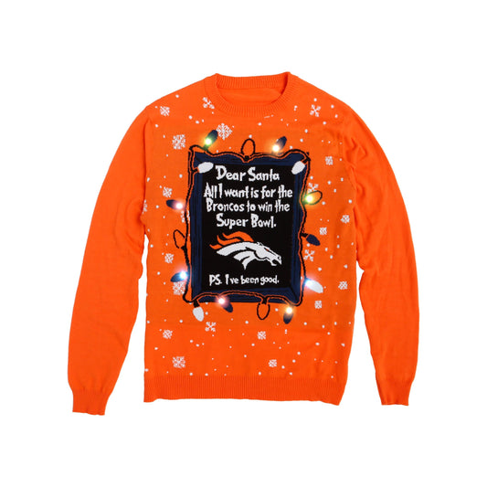 Denver Broncos NFL Mens Dear Santa Light Up Sweater